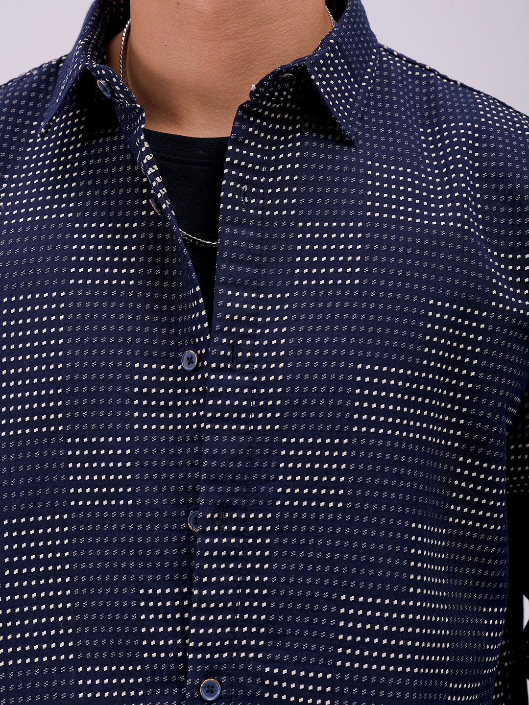 The Indian Garage Co Men Relaxed Fit Dobby Textured Resortwear Shirt