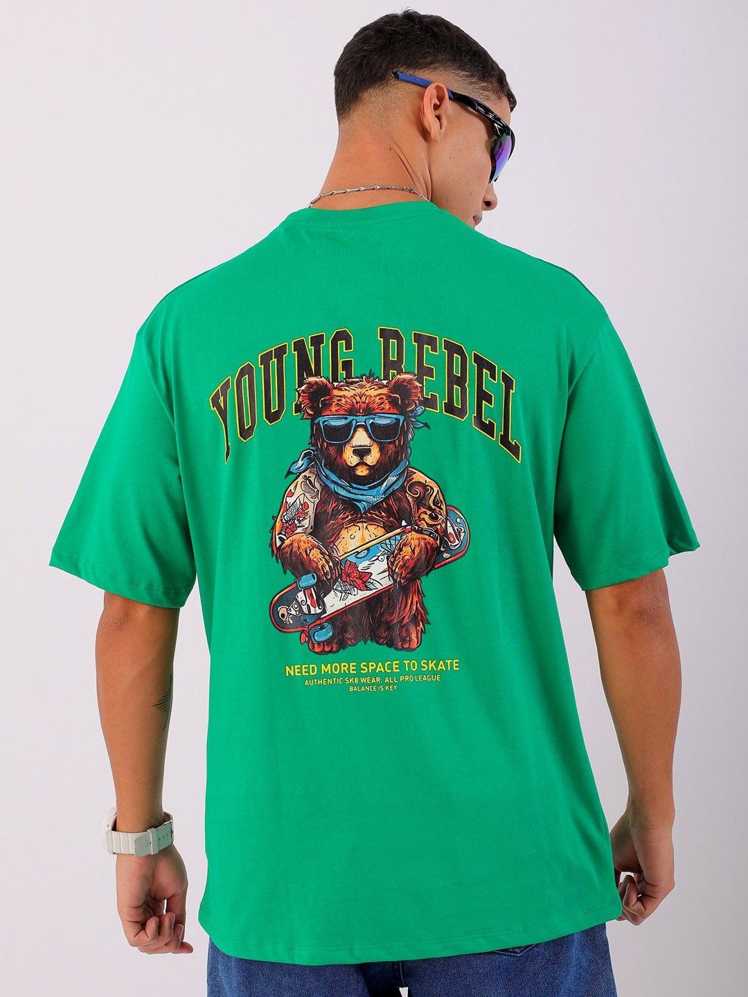 The Indian Garage Co Men Graphic Printed Round Neck Cotton Oversized T-shirt
