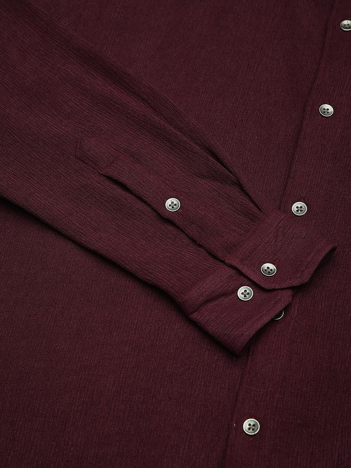 VASTRADO Men Classic Fit Spread Collar Solid Cotton Casual Shirt