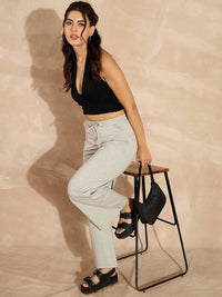 SASSAFRAS Women Solid Cotton Track Pants