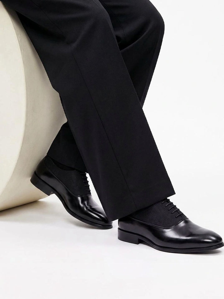 MONKSTORY Black Glossy-Suede Oxford Hybrid Lace-ups