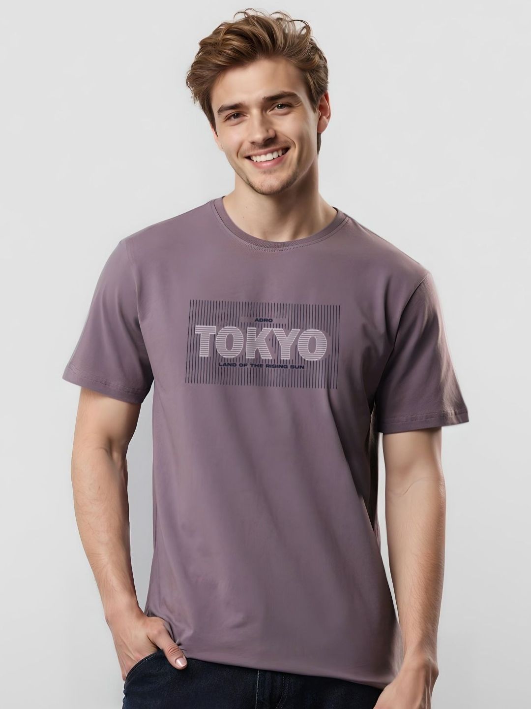 ADRO Men Typography Printed Round Neck Cotton T-shirt