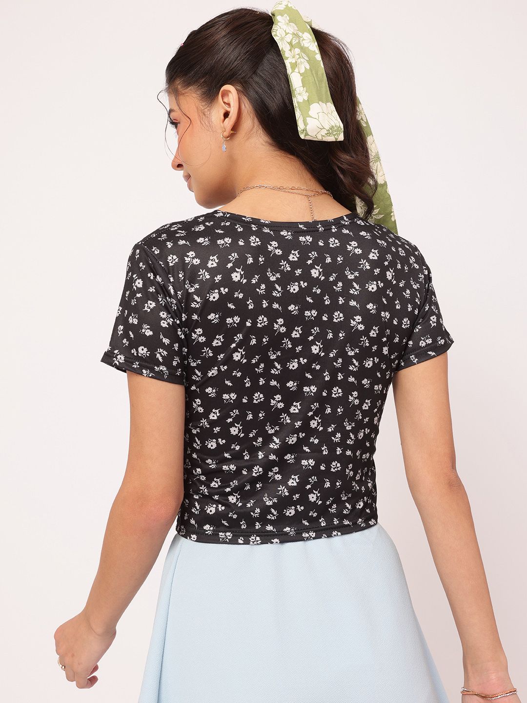 DressBerry Flower Child Essentials Printed Wrap Crop Top