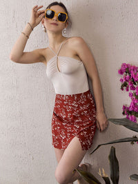 Berrylush Women Floral Printed A-Line Mini Length Skirt
