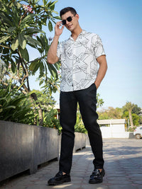 Thomas Scott Men Premium Fit Geometric Printed Spread Collar Casual Shirt