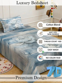 KLOTTHE Blue Floral Dilengkapi 400 TC Single Cadar 7D dengan 1 Sarung Bantal