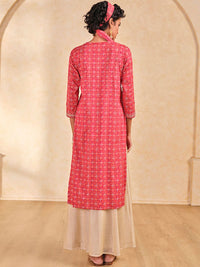 Global Desi Floral Printed Mirror Work Straight Kurta