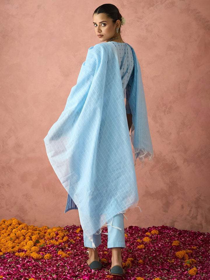 KALINI Woven Design Straight Kurta With Trouser And Dupatta