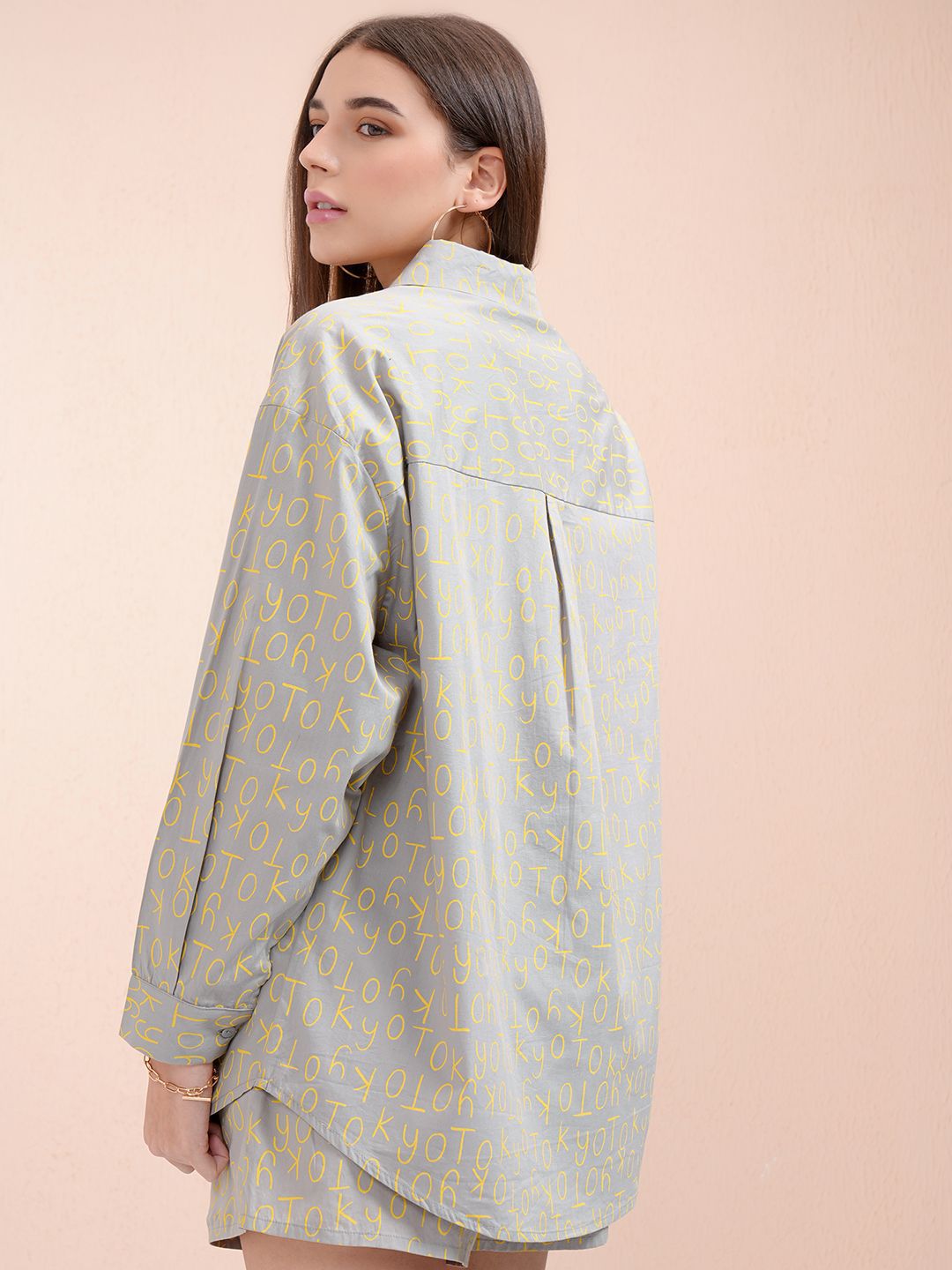 Tokyo Talkies Women Printed Button Down Full Slleve Shirt