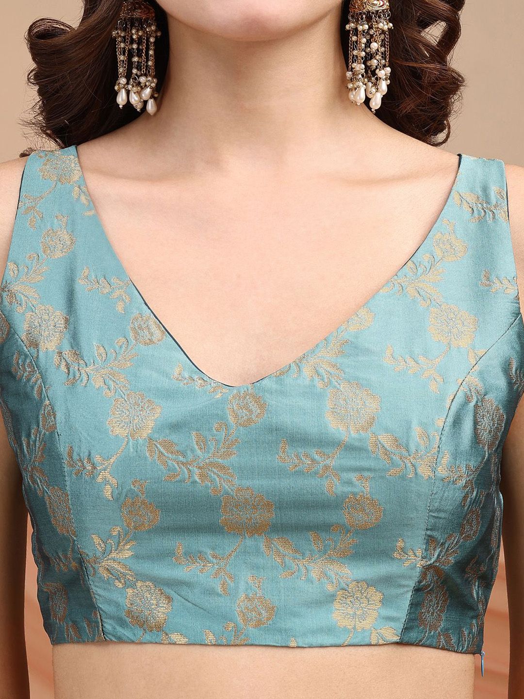 Tikhi Imli Woven Design Brocade Saree Blouse