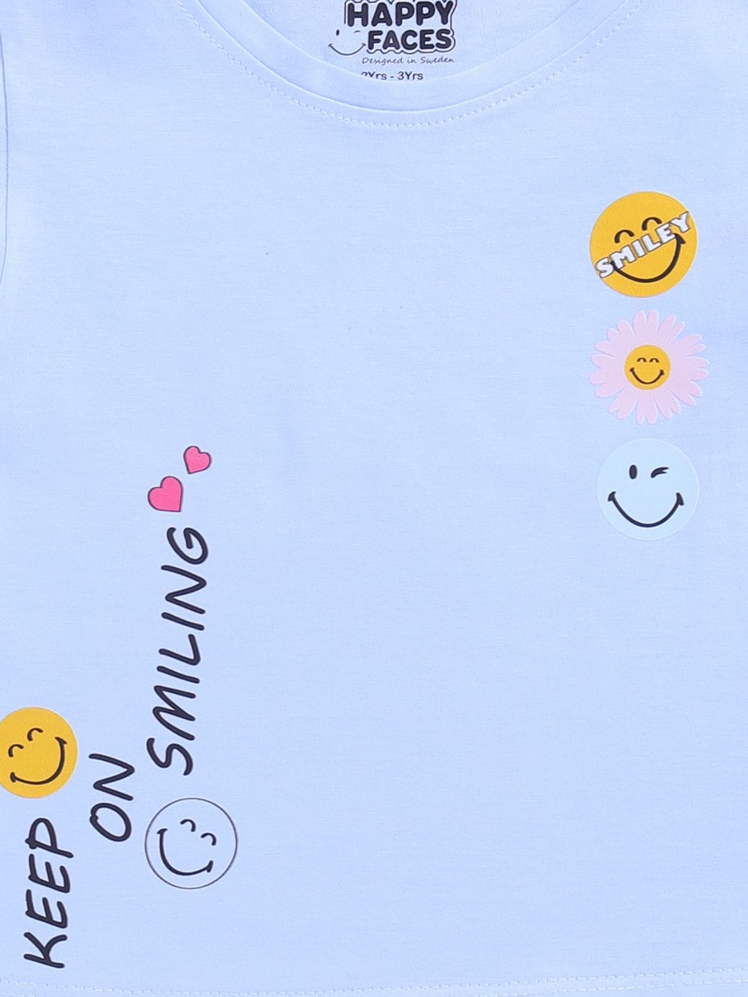 Happy Faces Girls Smiley Printed Pure Cotton Top