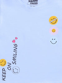 Happy Faces Girls Smiley Printed Pure Cotton Top