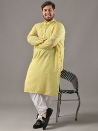 SOJANYA PLUS Plus Size Men Ethnic Motifs Embroidered Pure Cotton Kurta With Pyjamas