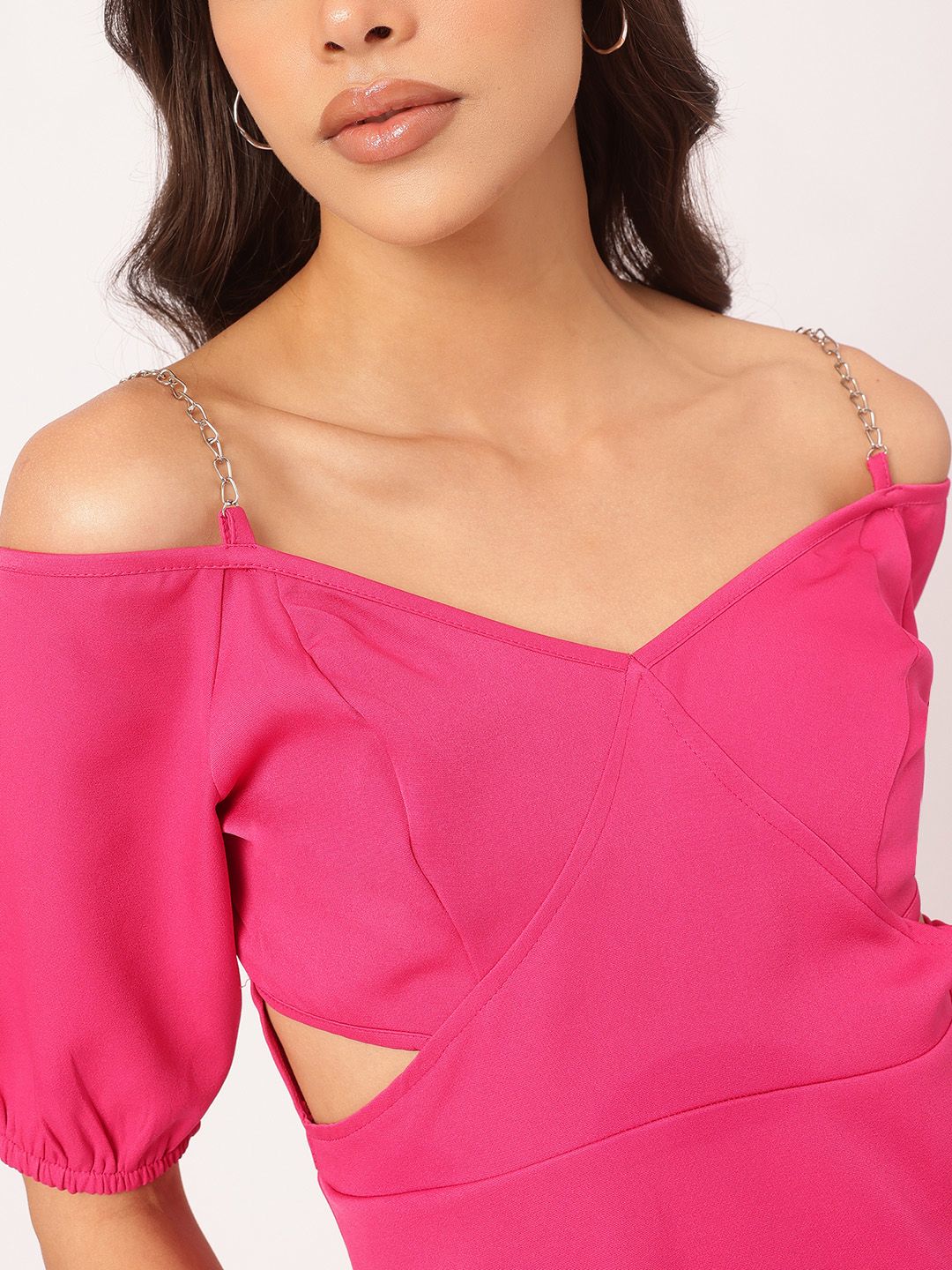 DressBerry Vibrant Vibes Cut Outs and Chain Detail A-Line Dress