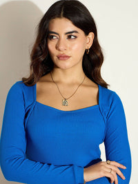 SASSAFRAS Women Square Neck Full Sleeves Top