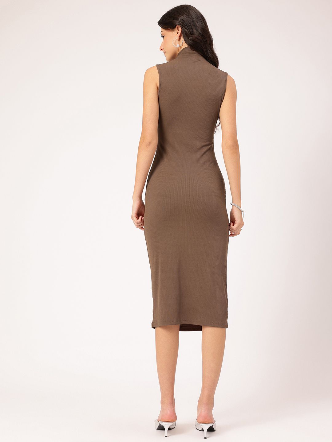 DressBerry Snug Chic Sleeveless Ruched Bodycon Midi Dress