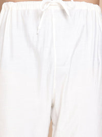Jompers Floral Embroidered Mirror Work Mandarin Collar Kurta With Trousers