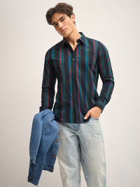 THE BEAR HOUSE Men Striped Opaque Slim Fit Casual Shirt