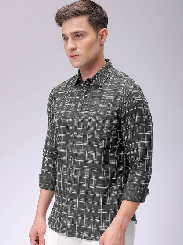 The Indian Garage Co Men Slim Fit Opaque Checked Casual Shirt