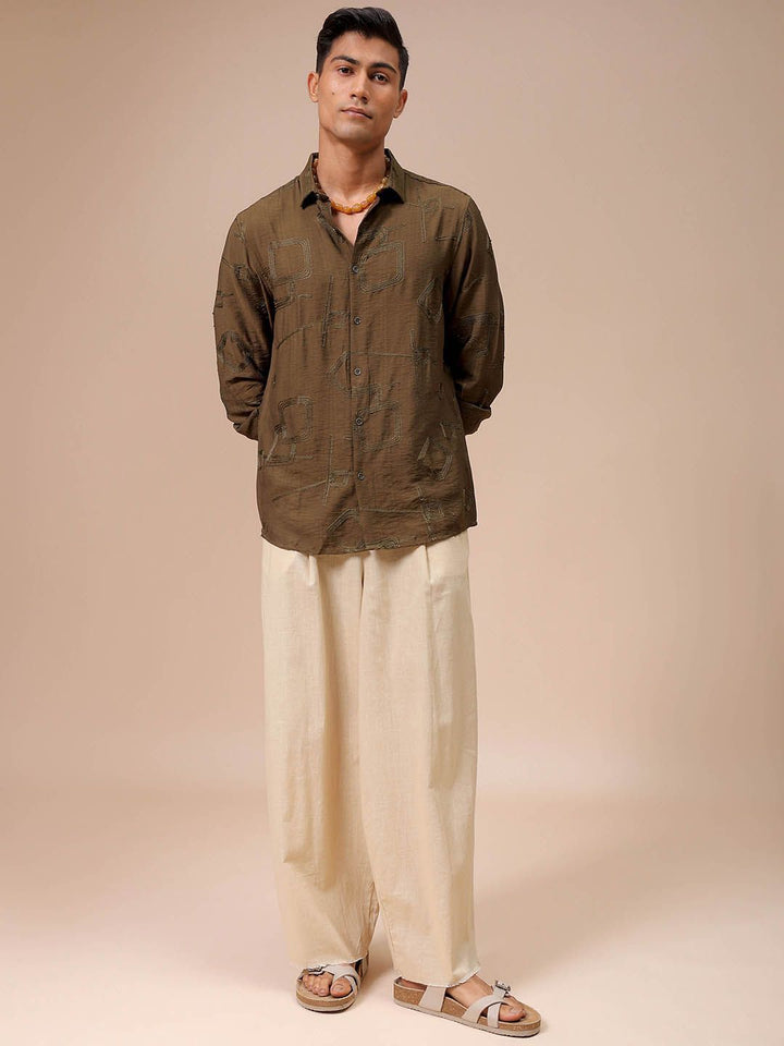 The Indian Garage Co Men Regular Fit Embroidery Resortwear Shirt