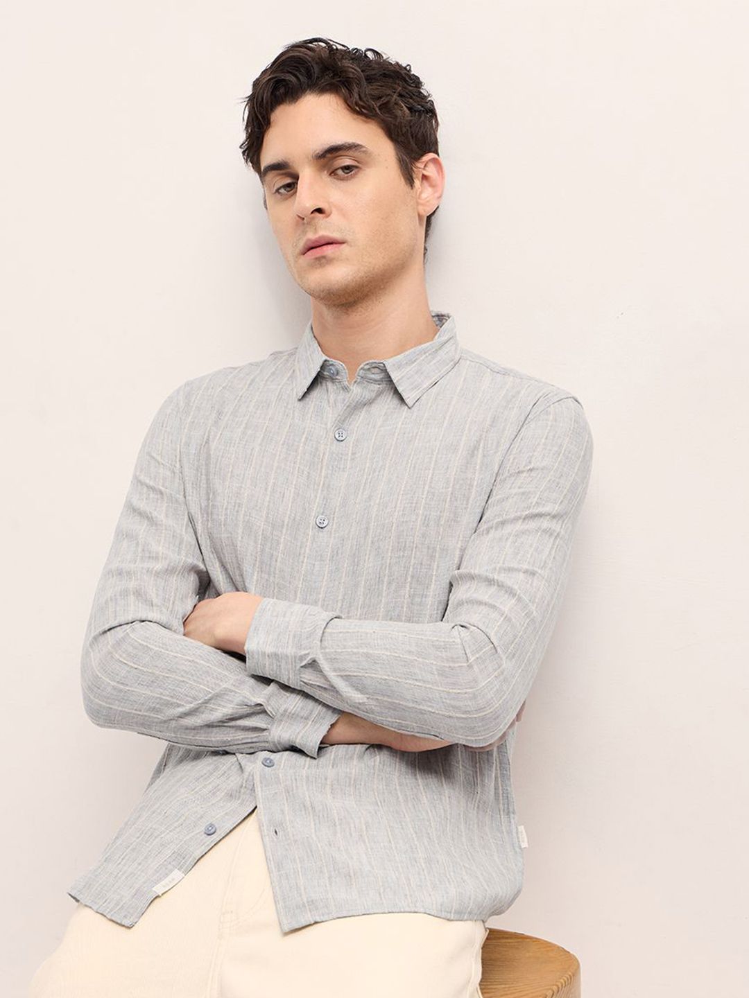 THE BEAR HOUSE Men Slim Fit Spread Collar Multi Striped Casual Shirt