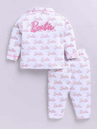 Moms Love Infant Girls Barbie Printed Pure Cotton Night suit