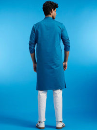 Diwas by Manyavar Striped Mandarin Collar Thread Work Straight Kurta