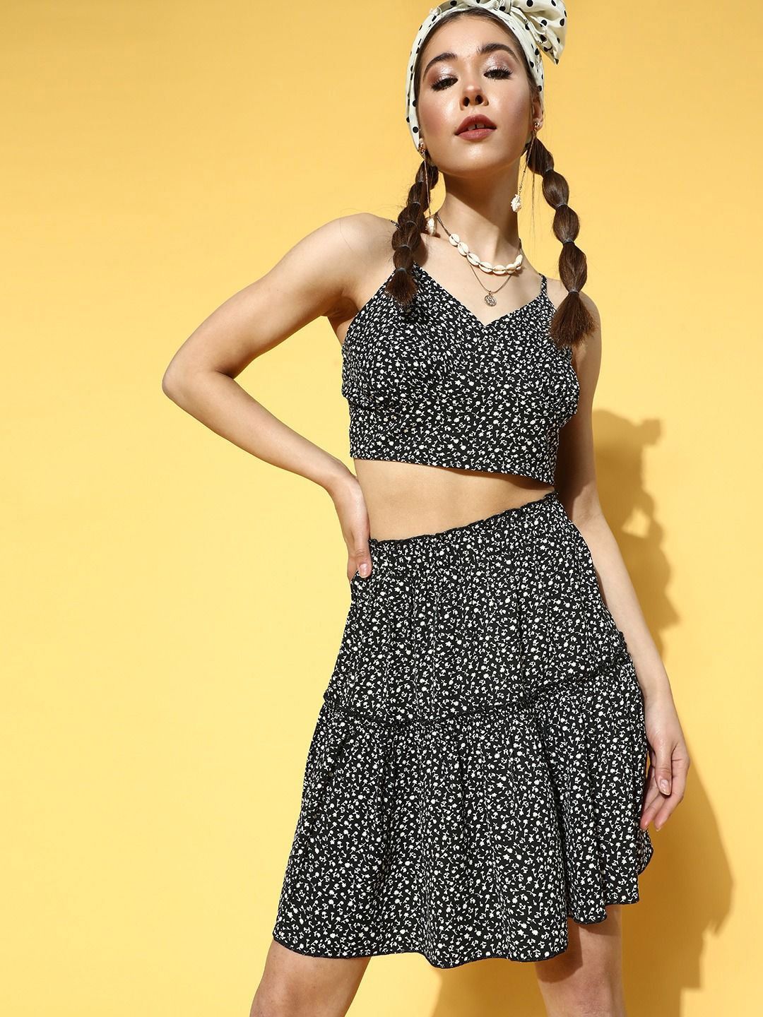 Berrylush Floral Printed Top & Flared Skirt Co-Ord Set