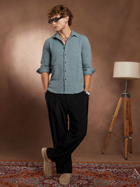 Campus Sutra Comfort Obelisk -Tactile Self Design Regular Fit Casual Shirt
