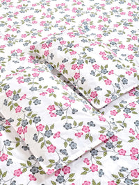KLOTTHE Krim Kapas Bunga 300 TC Cadar King Halus dengan 2 Sarung Bantal-98 x 89 inci