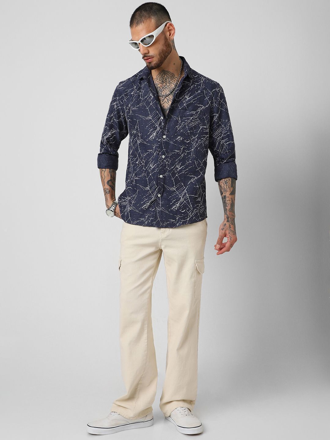VASTRADO Men Classic Slim Fit Opaque Abstract Printed Casual Shirt