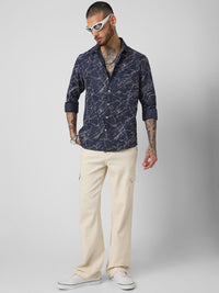 VASTRADO Men Classic Slim Fit Opaque Abstract Printed Casual Shirt