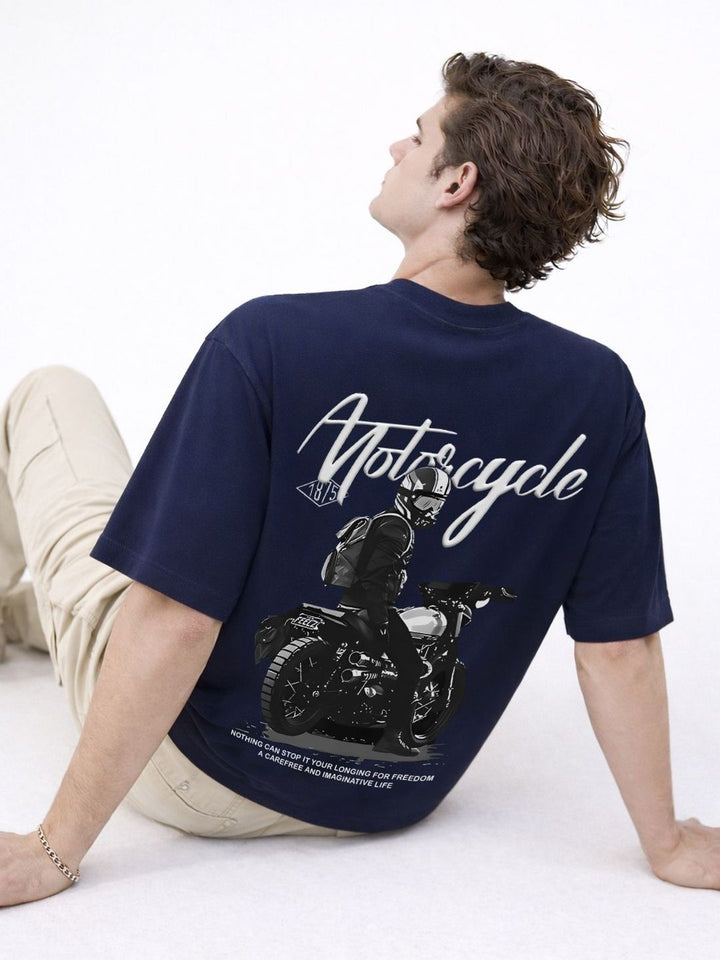 ADRO Graphic Printed Drop-Shoulder Sleeves Cotton T-shirt