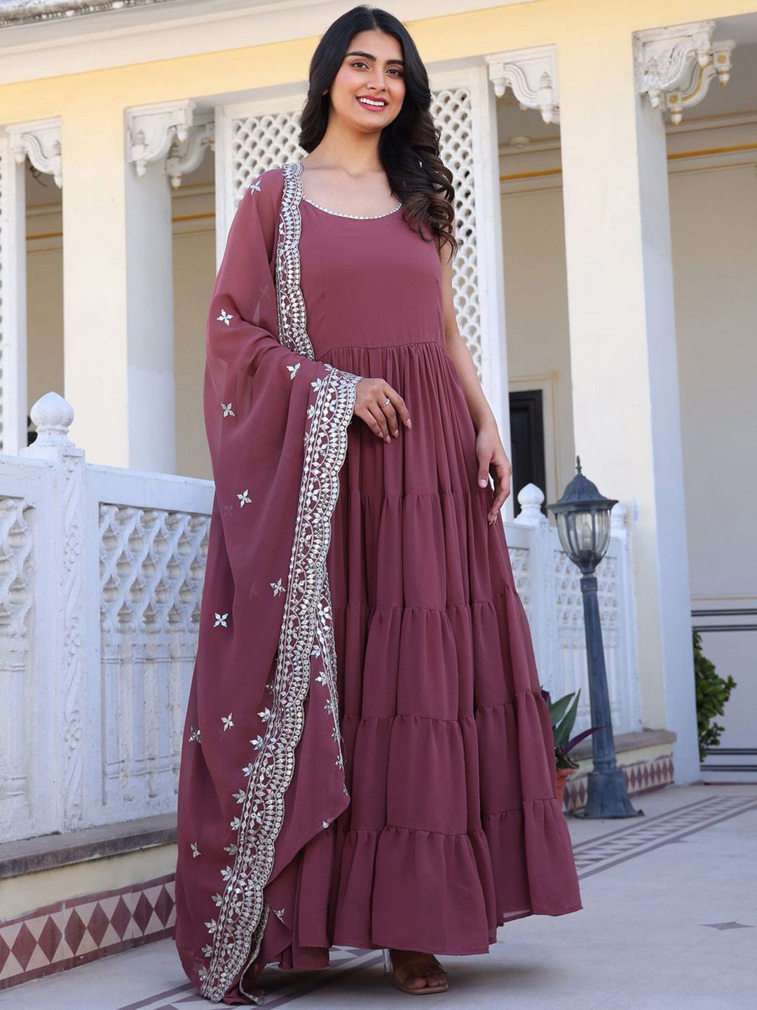 KALINI Women Layered Kurta with Pyjamas & With Dupatta