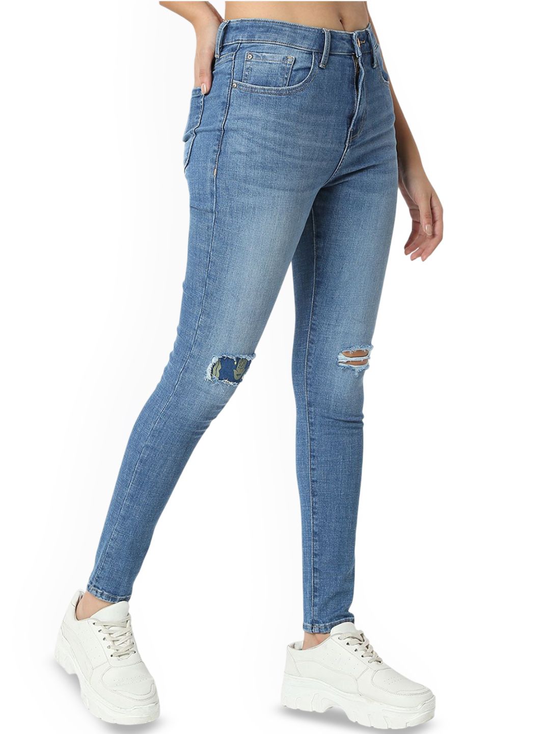SPYKAR Women Super Skinny Fit High-Rise Mildly Distressed Light Fade Jeans
