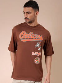 The Indian Garage Co Men Typography Printed Round Neck Cotton Oversized T-shirt