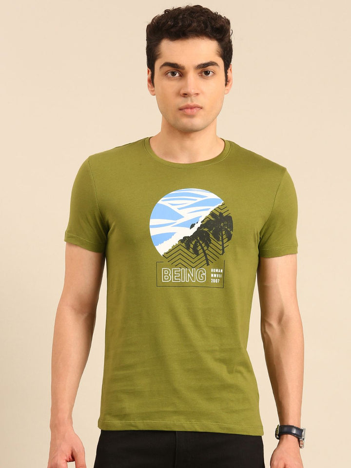 Menjadi T-Shirt Kapas Tulen Bercetak Manusia