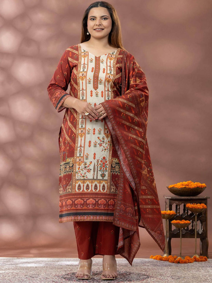Mamicha Floral Printed Kurta With Palazzos & Dupatta