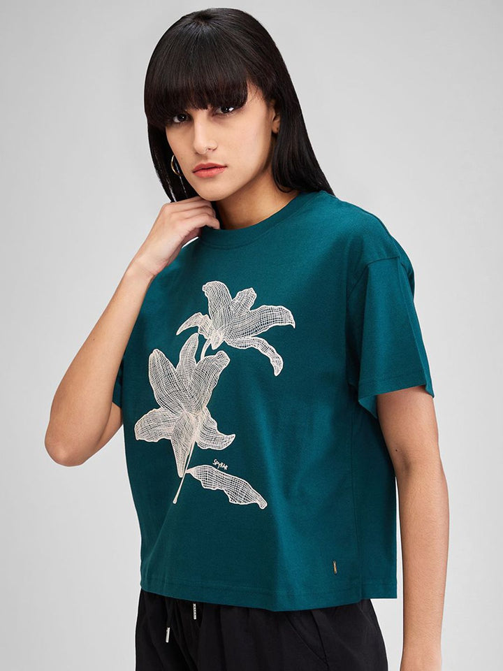 SPYKAR Women Floral Oversized T-shirt