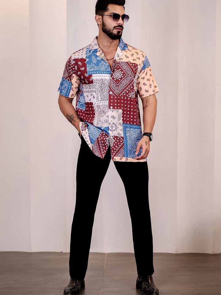 Baju Kasual Eszett Lelaki Motif Etnik Bercetak Kolar Cuba