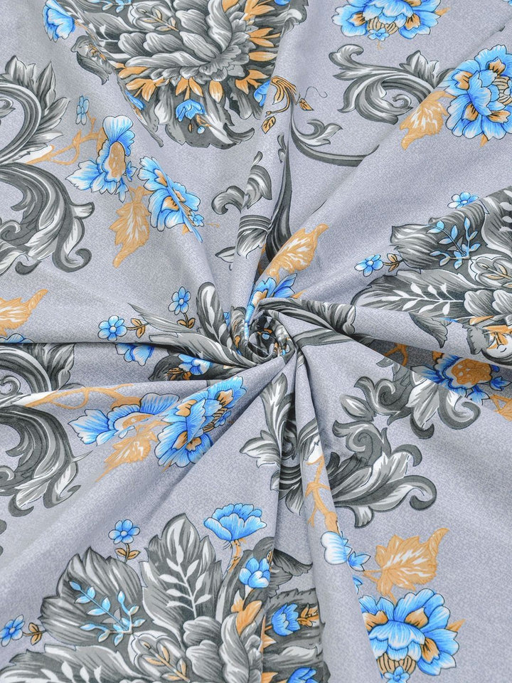 Aura Grey Floral Printed 300 TC Cadar Katil King 2.50 m X 2.25 m