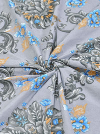Aura Grey Floral Printed 300 TC Cadar Katil King 2.50 m X 2.25 m