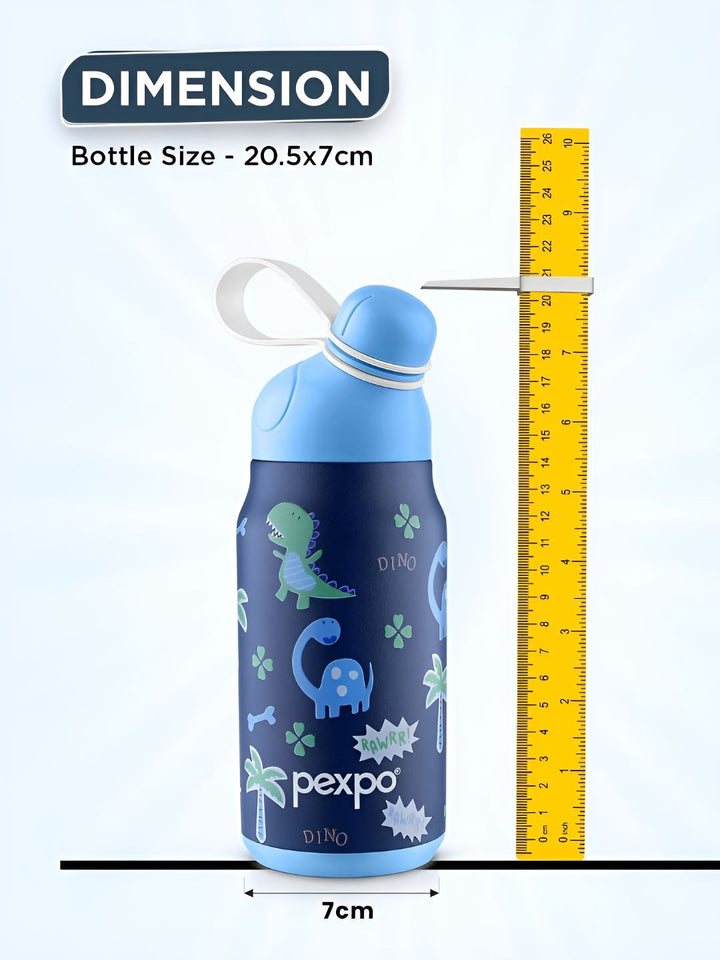 Pexpo Blue Printed Stainless Steel Double Wall Vacuum Water Bottle 420ml
