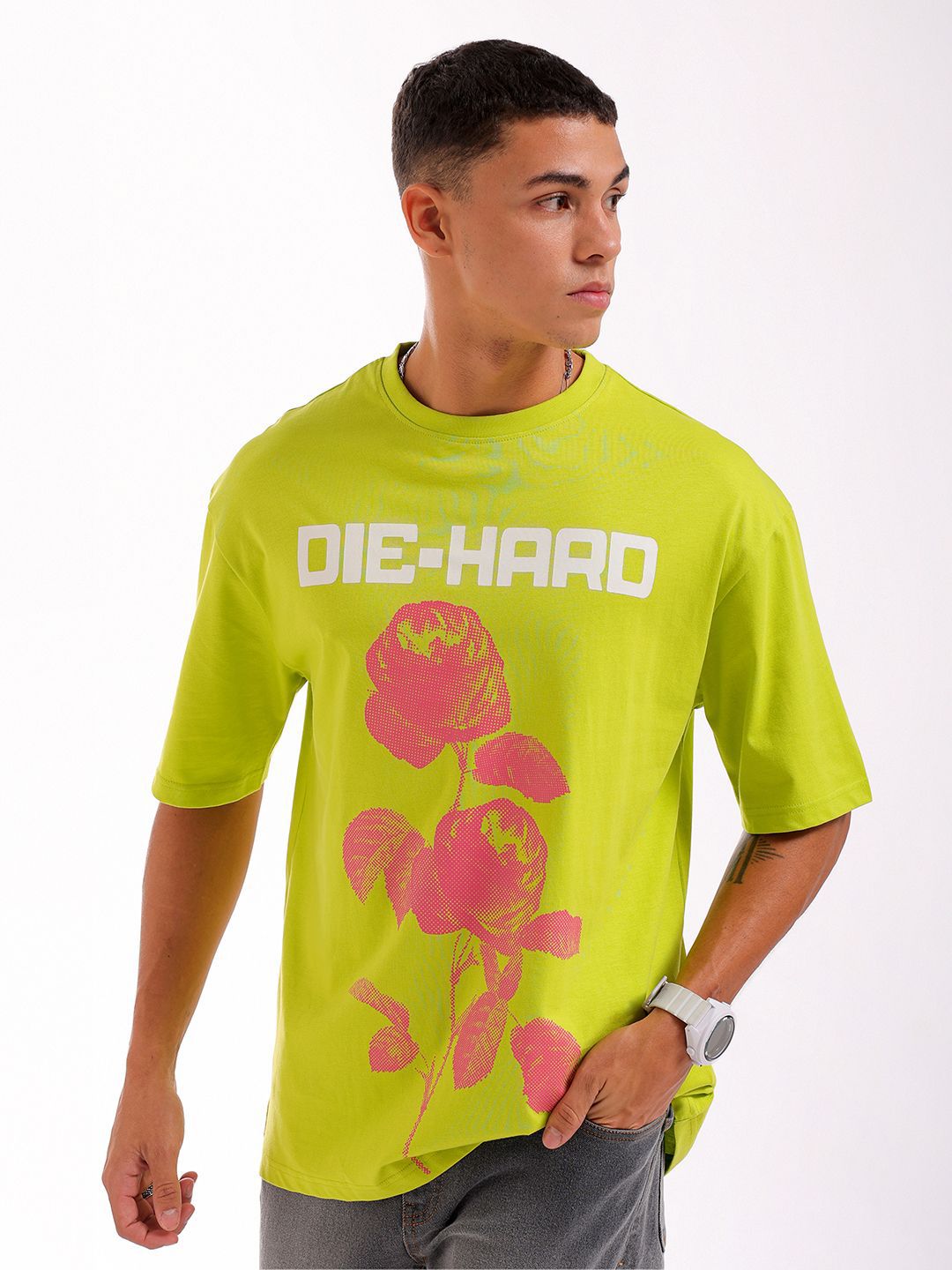 The Indian Garage Co Graphic Printed Boxy Oversized Pure Cotton T-shirt