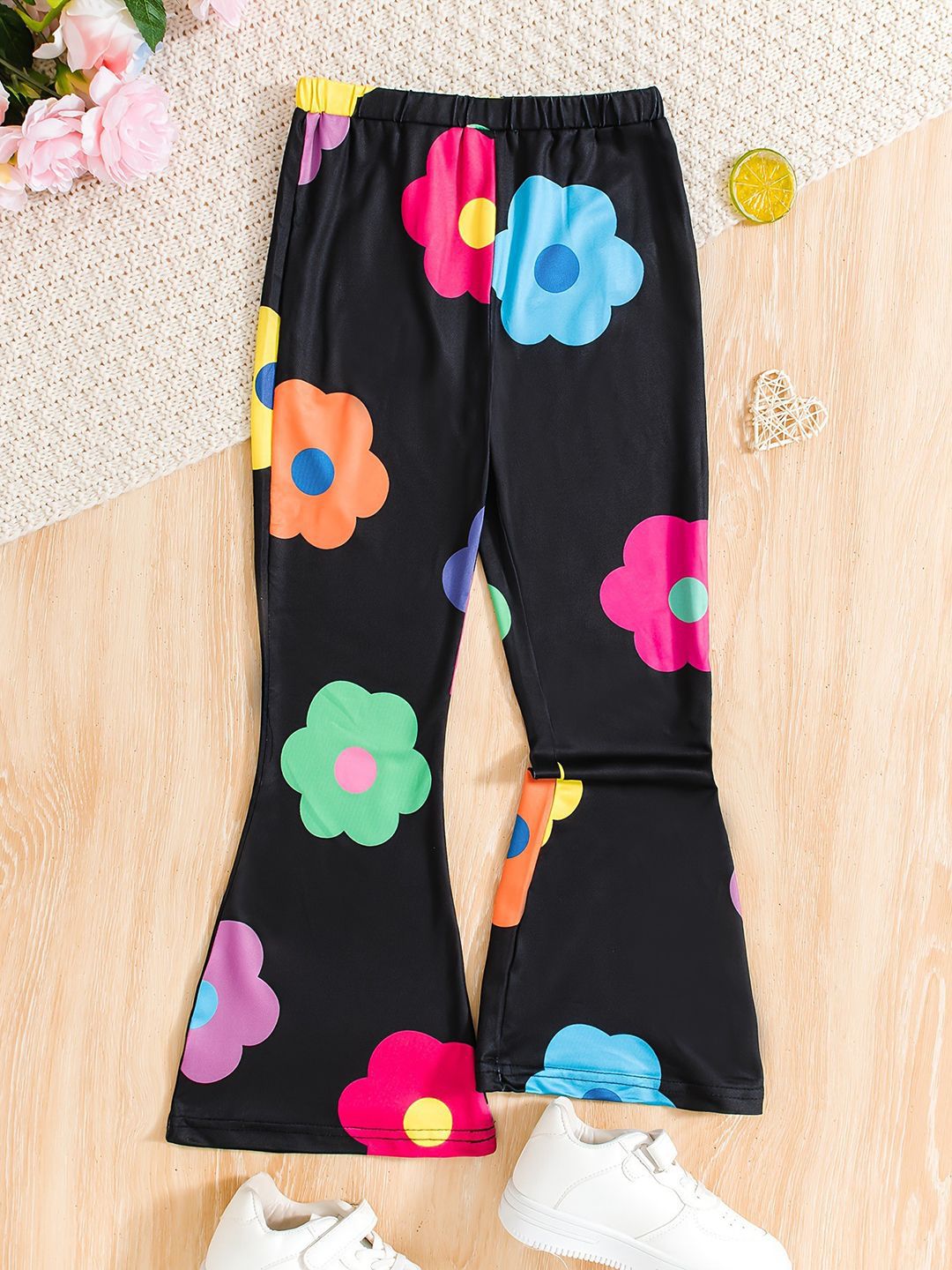 YK Girls Printed Smart Slim Fit Trousers