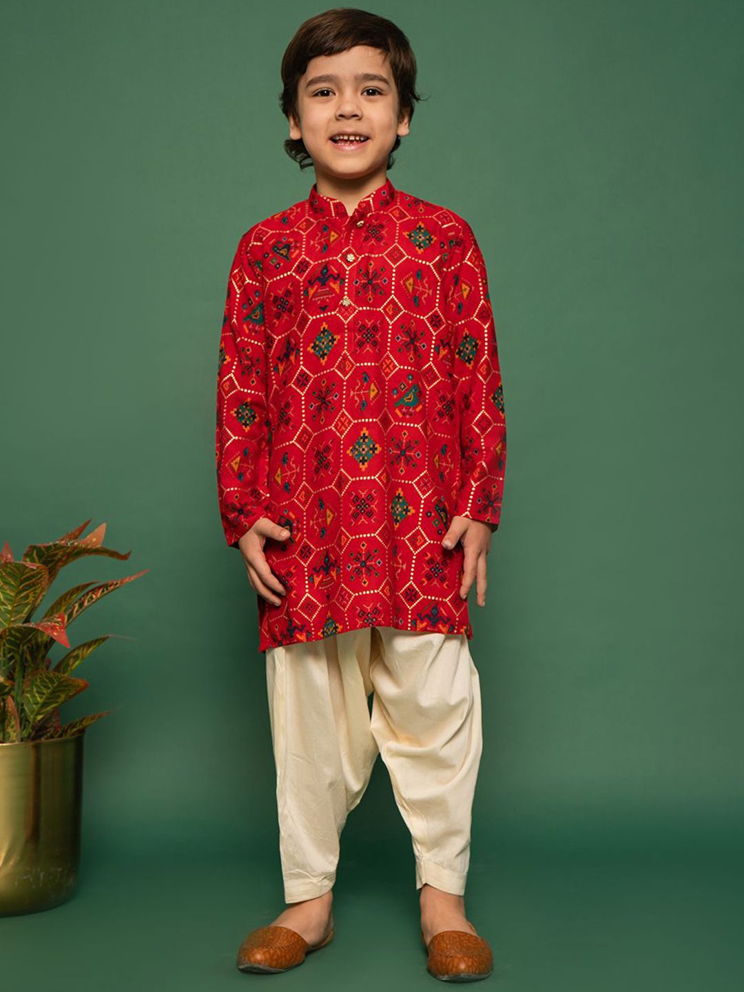 VASTRAMAY Boys Ethnic Motifs Printed Regular Kurta with Patiala