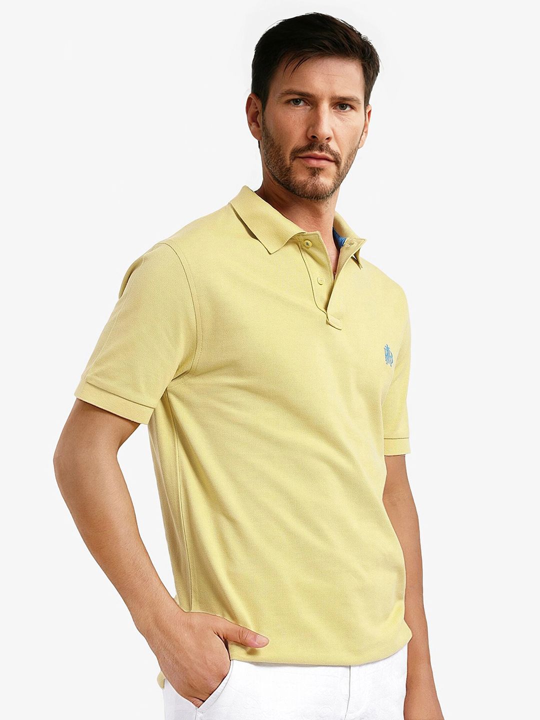 RARE RABBIT Men Solid Polo Collar Cotton T-shirt