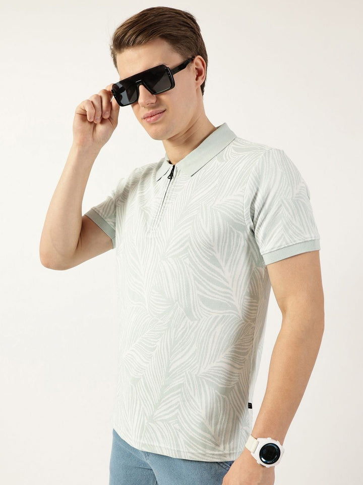 Thomas Scott Men Floral Printed Polo Collar Pockets T-shirt