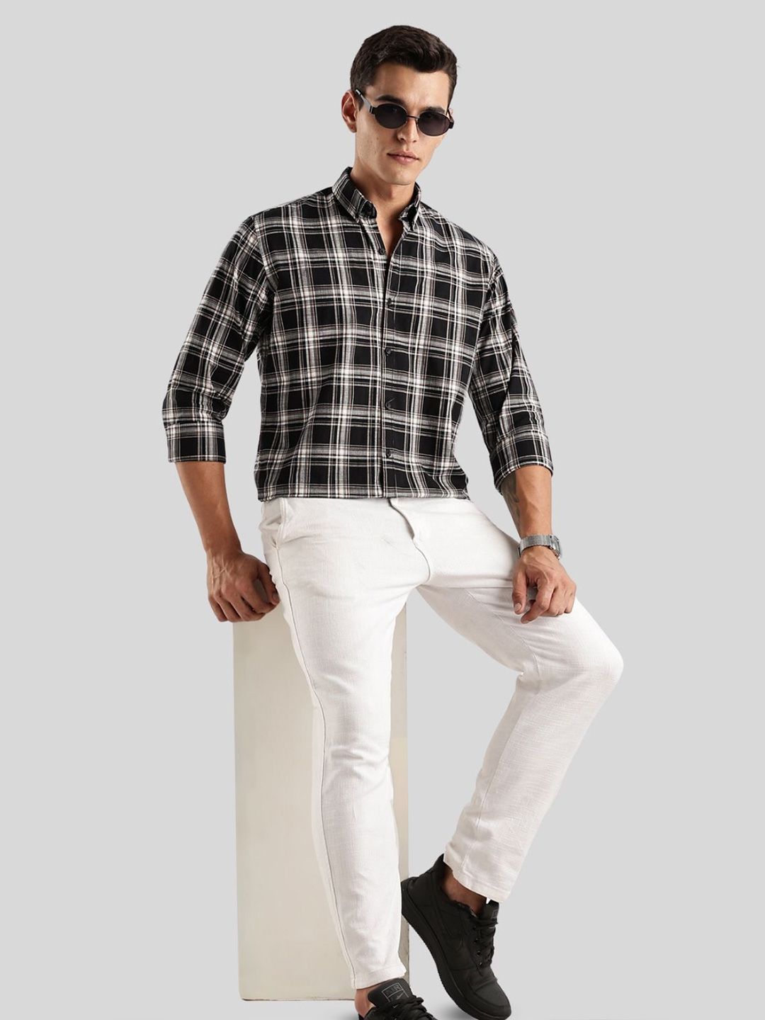 ADRO Standard Tartan Checks Baju Kasual Kapas