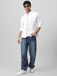 Urbano Fashion Men Spread Collar Solid Cotton Casual Shirt